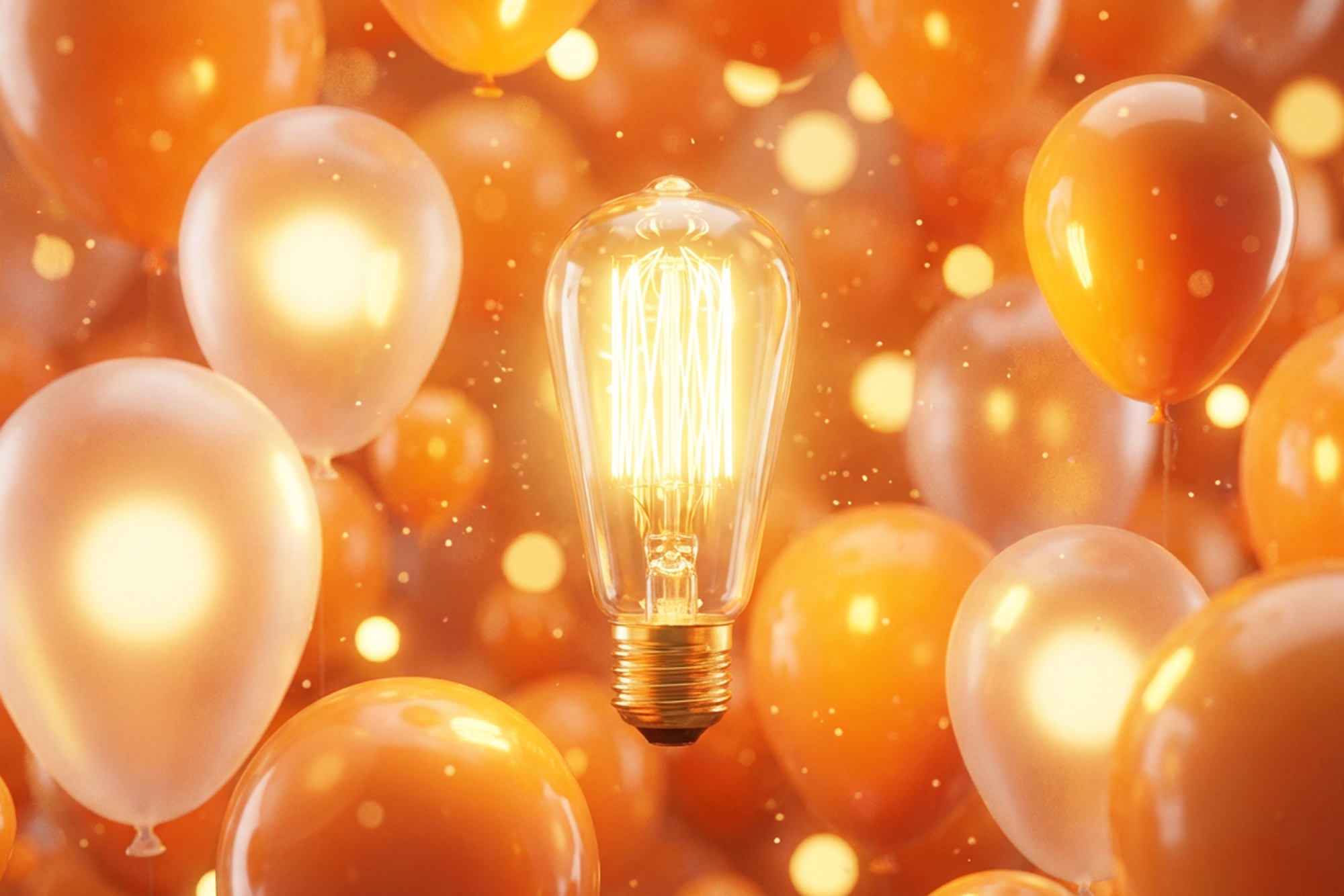 DGR_AD의 열정과 아이디어를 상징하는 전구와 오렌지빛 이미지